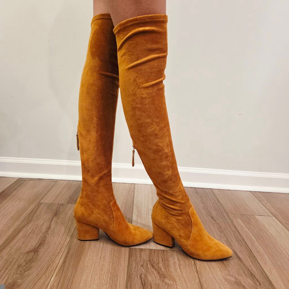 Unbranded Brown over the knee suede boots size 7.5 - Picture 1 of 7
